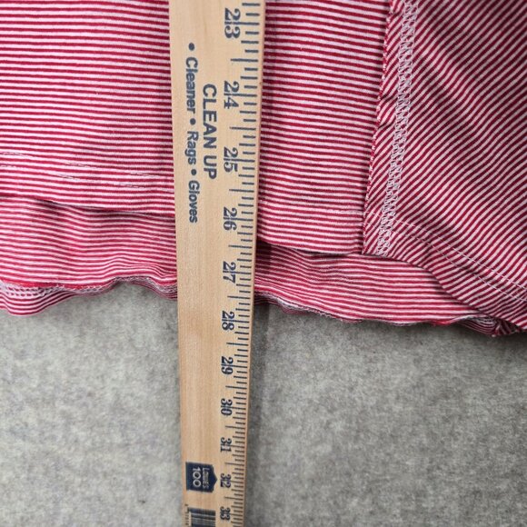 Red & White Patchwork Striped Loose Cotton Blend Top Size L - Picture 5 of 6